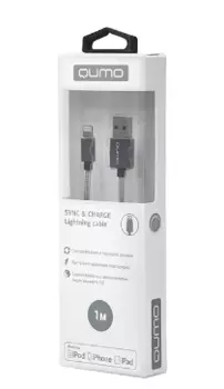 Кабель USB-Lightning 8-pin, MFi, 2.4A, 1м, серый космос Qumo (20718)