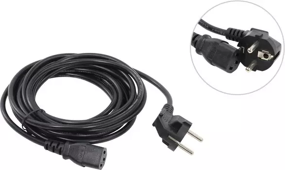 Кабель питания Schuko (Euro)(M)-IEC-320-C13 угловая вилка/прямой штекер, 5м, черный VCOM (CE021-CU0.75-5M)