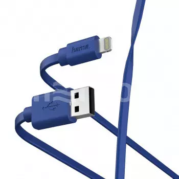 Кабель USB-Lightning 8-pin, плоский, 1м, синий Hama (1415212)
