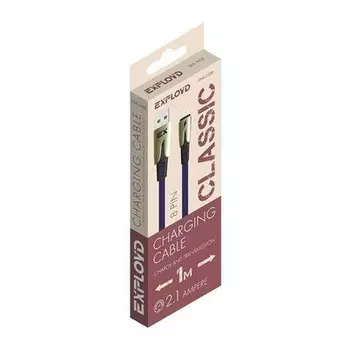 Кабель USB 2.0(Am)-Lightning 8-pin(m), плоский, 2.1A, 1м, синий Exployd Classic EX-K-1038 (EX-K-1038)