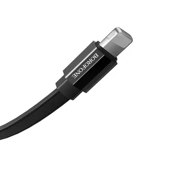 Кабель USB 2.0(Am)-Lightning 8-pin(m), плоский, 2.4A, 1.2м, черный Borofone Glory BU8 (32436)