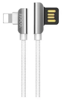 Кабель USB 2.0(Am)-Lightning 8-pin(m), угловой, 1.2 м, белый, HOCO U42 Exquisite steel (6957531079361)