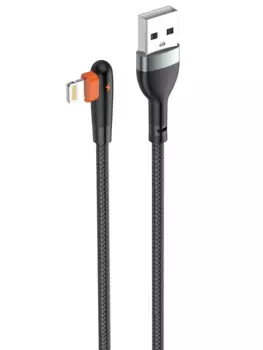 Кабель USB 2.0(Am)-Lightning 8-pin(m), угловой, 2.4A, 1м, черный/оранжевый LDNIO LS561 (LD_C3801)