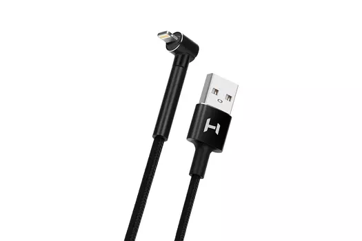 Кабель USB 2.0(Am)-Lightning 8-pin(m), угловой, 2A быстрая зарядка, 1м, черный HARPER STCH-590