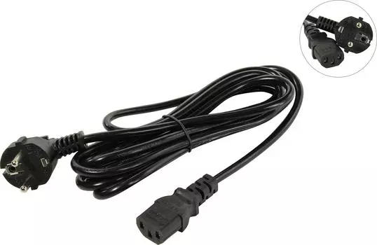 Кабель питания Schuko (Euro)(M)-IEC-320-C13 угловая вилка/прямой штекер, 6A, 3м, черный 5bites PC205-30A (PC205-30A)