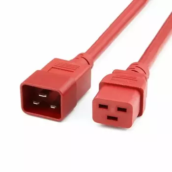 Кабель питания IEC-320-C19-IEC-320-C20, 10A, 1.8 м, красный Cablexpert (ПВС-АПC19C20 3*1,5)