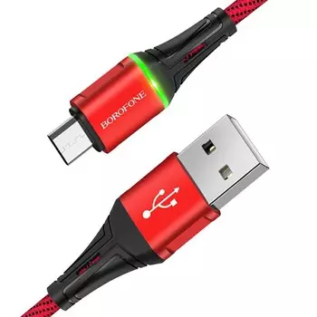 Кабель USB 2.0(Am)-Micro USB 2.0(Bm), 2.4A 1 м, красный Borofone Glory BU25 (6931474728227)