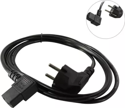 Кабель питания Schuko (Euro)(M)-IEC-320-C13 угловая вилка/угловой штекер, 7A, 1.8м, черный Telecom (TE021DA-CU0.75-1.8M)