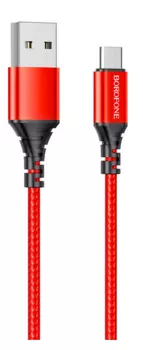 Кабель USB-Micro USB, 2.4A, 1м, красный Borofone Ultra bright BX54 (6931474745828)