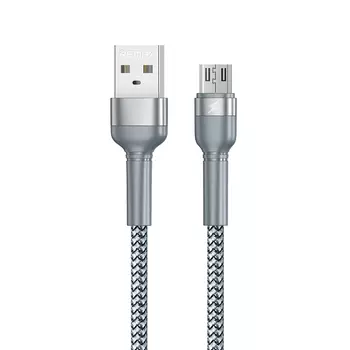 Кабель USB-Micro USB, 2.4A, 1м, серебристый Remax Jany Series RC-124m (6972174153575)