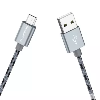 Кабель USB-Micro USB, 2.4A, 1м, серый Borofone BX24 Ring