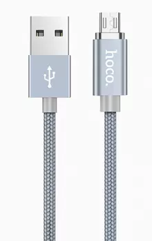 Кабель USB 2.0(Am)-Micro USB 2.0(Bm), 2,4А, 1м, серый HOCO