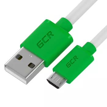 Кабель USB-Micro USB, 2.4A быстрая зарядка, 15см, белый/зеленый Greenconnect GCR-53285 (GCR-53285)