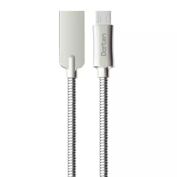 Кабель USB 2.0(Am)-Micro USB 2.0(Bm), 2.4A быстрая зарядка, 1м, серебристый Dorten Steel Shell Series (DN128401)