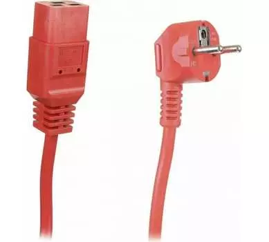 Кабель питания Schuko (Euro)(M)-IEC-320-C19 прямая вилка, 16А, 1.8 м, красный Power Cube RPC-186C191,8KO (RPC-186C191,8KO)