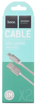 Кабель USB-Micro USB, 2A быстрая зарядка, 1м, металлик HOCO Rapid X2