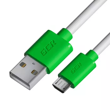 Кабель USB-Micro USB, быстрая зарядка, 3A 50 см, белый/зеленый Greenconnect GCR-UA1U (GCR-53225)