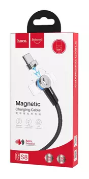 Кабель USB 2.0(Am)-Micro USB 2.0(Bm), магнитный, поворотный, 2.1A, 1.2м, черный HOCO