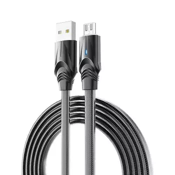 Кабель USB 2.0(Am)-Micro USB 2.0(Bm), плоский, 2.4A, 1.2м, черный Borofone Synergy BU12 (15654)
