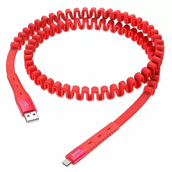 Кабель USB-Micro USB, плоский, 2.4A, 1.2м, красный HOCO Cotton treasure U78 (21518)