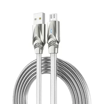 Кабель USB 2.0(Am)-Micro USB 2.0(Bm), плоский, 2.4A, 1.2м, серебристый Borofone Synergy BU12 (15661)