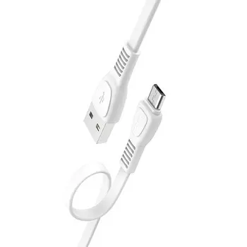 Кабель USB-Micro USB, плоский, позолоченные разъемы, 1м, белый Hoco Noah X40 (11687)