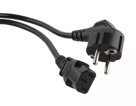 Кабель питания IEC-320-C13-Schuko (Euro)(M), 10А, угловая вилка/прямой штекер, 50 см, черный, Hyperline PWC-IEC13-SHM (PWC-IEC13-SHM-0.5-BK)