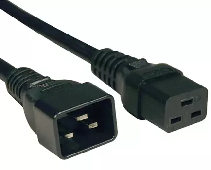 Кабель питания IEC-320-C19-IEC 320 C20, 16A, 50см, черный Hyperline (PWC-IEC19-IEC20-0.5-BK)
