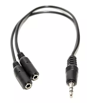 Кабель-разветвитель Jack 3.5mm(M)-2xJack 3.5mm(F), 10 см, черный 5bites (AA-3MF2-02BK)