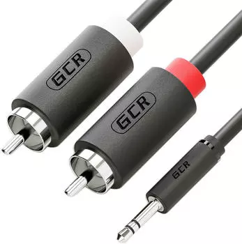 Кабель-разветвитель Jack 3.5mm(M)-2xRCA(M), экранированный, 20м, черный Greenconnect (GCR-51731)