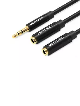 Кабель-разветвитетель Jack 3.5mm(M)-2xJack 3.5mm(F), 30см, черный Vention BBWBY (BBWBY)