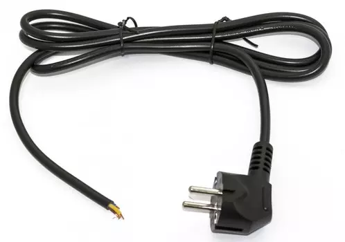 Кабель с вилкой Schuko (Euro)(M)-OpenEnd угловая вилка/без штекера, 10A, 3м, черный Hyperline PWC-SHM-OE-3.0-BK (PWC-SHM-OE-3.0-BK)