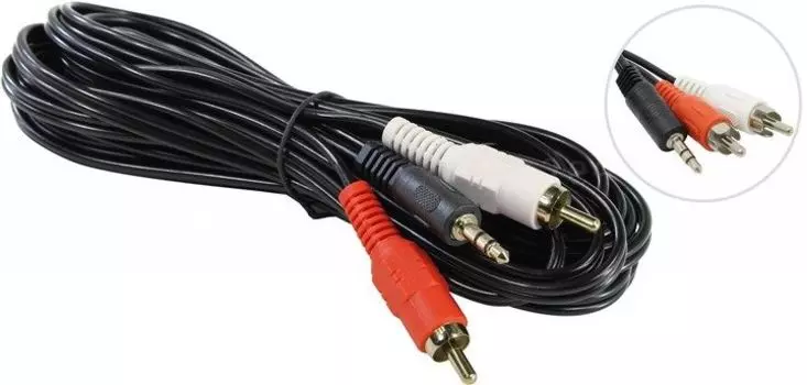 Кабель соединительный 5bites Jack 3.5-2xRCA(M), 5м, черный (AC35J2R-050M)