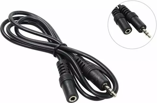 Кабель соединительный 5bites Jack 3.5-Jack 3.5(f), 1м, черный (AC35J-010F)