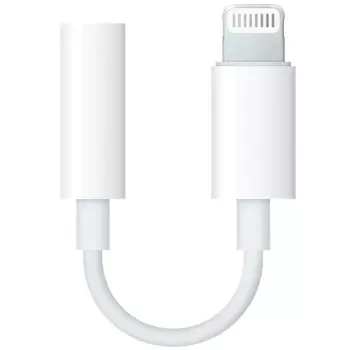 Кабель-переходник (адаптер) Lightning 8-pin(M)-Jack 3.5mm(F), 4 см, белый Apple A1749 (MMX62ZM/A)