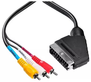 Кабель SCART(M)-3xRCA(M), 2 м, черный Buro