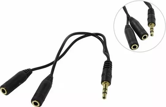 Кабель соединительный Defender Jack 3.5-Jack 3.5(f), 12см, черный (63001)