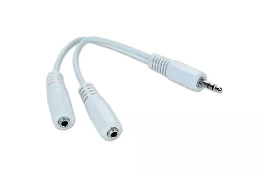 Кабель-разветвитель Jack 3.5mm(M)-2xJack 3.5mm(F), 10 см, белый Gembird (CCA-415W)
