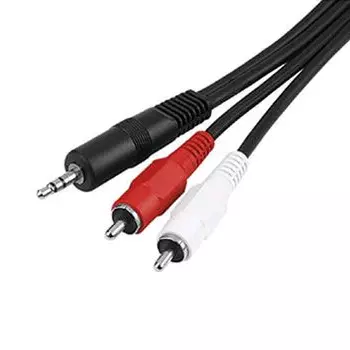 Кабель соединительный Jack 3.5mm(M)-2xRCA(M), 1.5 м, черный 5bites (AC35J2R-015M)