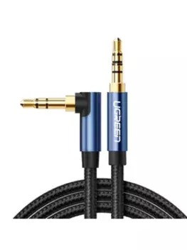 Кабель соединительный Jack 3.5mm(M)-Jack 3.5mm(M) угловой/прямой, экранированный, 2 м, черный UGREEN AV112 (60181)