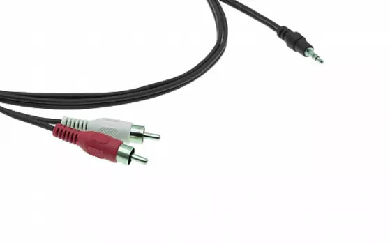 Кабель соединительный Jack 3.5mm(M)-2xRCA(M), 3 м, черный Kramer C-A35M/2RAM-10 (95-0122010)