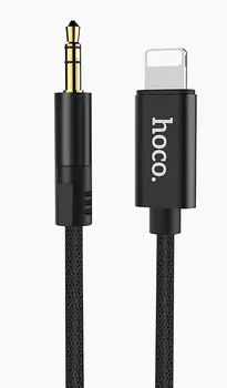 Кабель соединительный Lightning 8-pin(M)-2xJack 3.5mm(M), 1м, черный HOCO UPA13