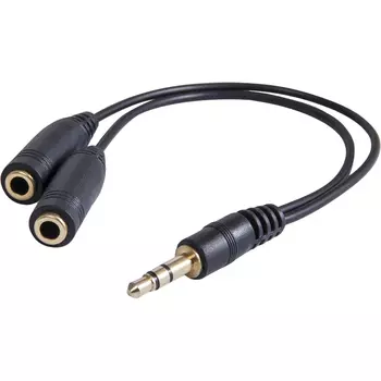 Кабель-разветвитель 2xJack 3.5mm(F)-Jack 3.5mm(M), 20 см, черный Ningbo (JAAA095-B)