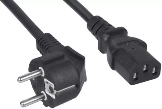 Кабель питания IEC-320-C7-IEC-320-C13 угловая вилка/прямой штекер, 10А, 1.8 м, черный Fillum (FL-PC-SH90/C13-C-1.8-BK)