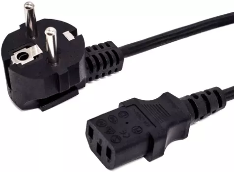 Кабель питания IEC-320-C7-IEC-320-C13 угловая вилка/прямой штекер, 10А, 1.8 м, черный Fillum (FL-PC16-EU-C13-1.8M)
