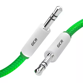 Кабель stereo jack 3.5 мм-stereo jack 3.5 мм, экранированный, 50см, белый/зеленый Greenconnect (GCR-AVC8262-0.5m)