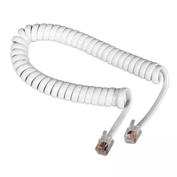 Кабель телефонный витой RJ-9(4p4c)-RJ-9(4p4c), 2.5m, белый