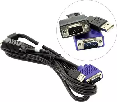 Кабель TRENDnet TK-CU06 для KVM переключателей TK-803R/TK-1603R (USB+VGA15M) 1.8 m