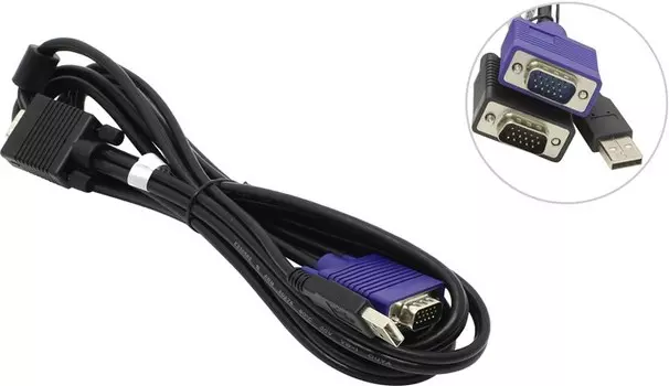 Кабель TRENDnet TK-CU10 для KVM переключателей TK-803R/TK-1603R (USB+VGA15M) 3m