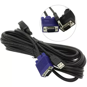 Кабель TRENDnet TK-CU15 для KVM переключателей TK-803R/TK-1603R (USB+VGA15M) 5m